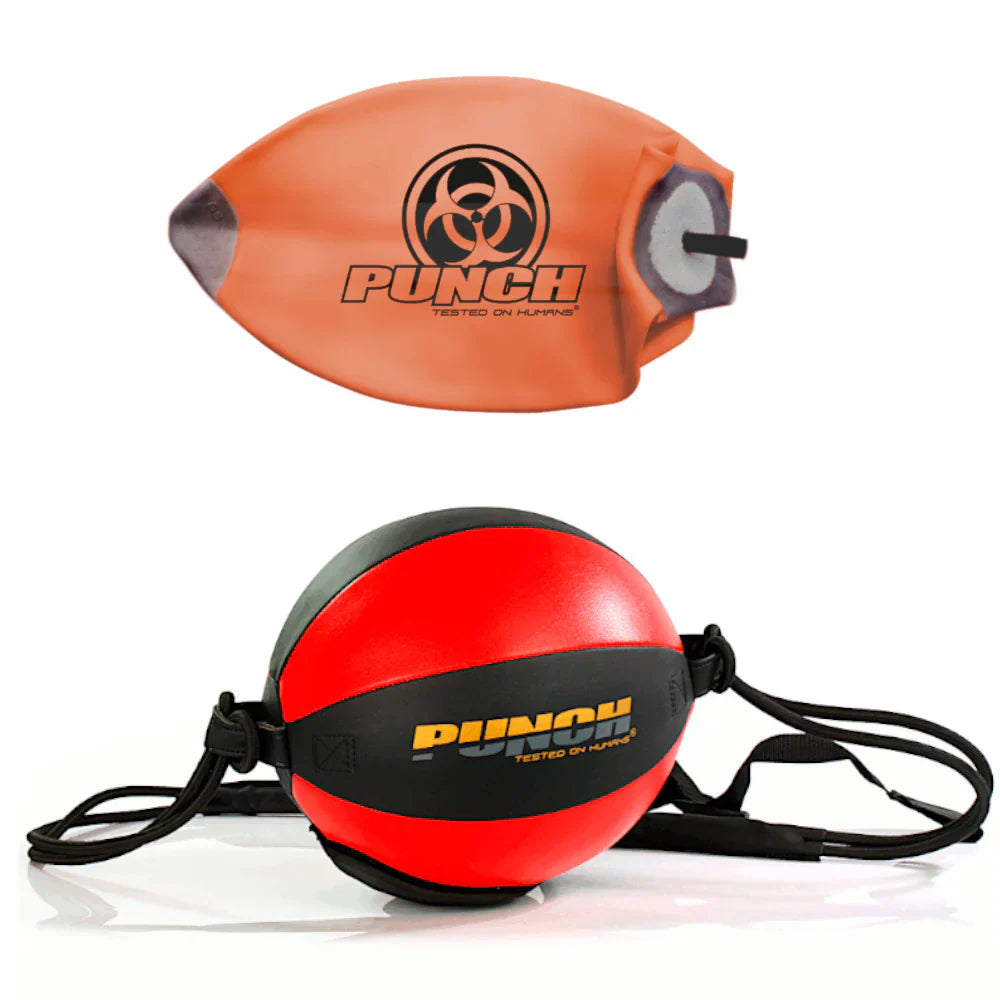 Orange and red boxing balls with 'Punch' branding on a white background