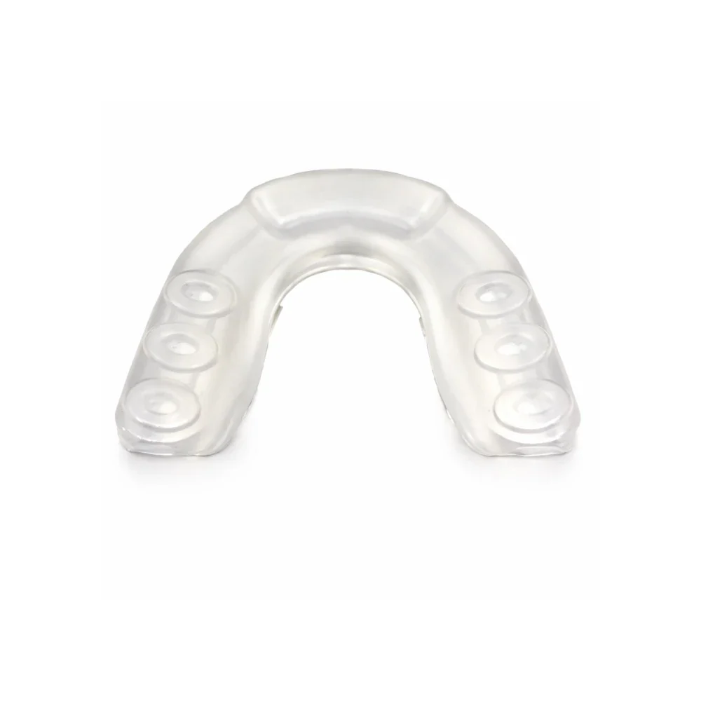 Clear mouthguard on a white background