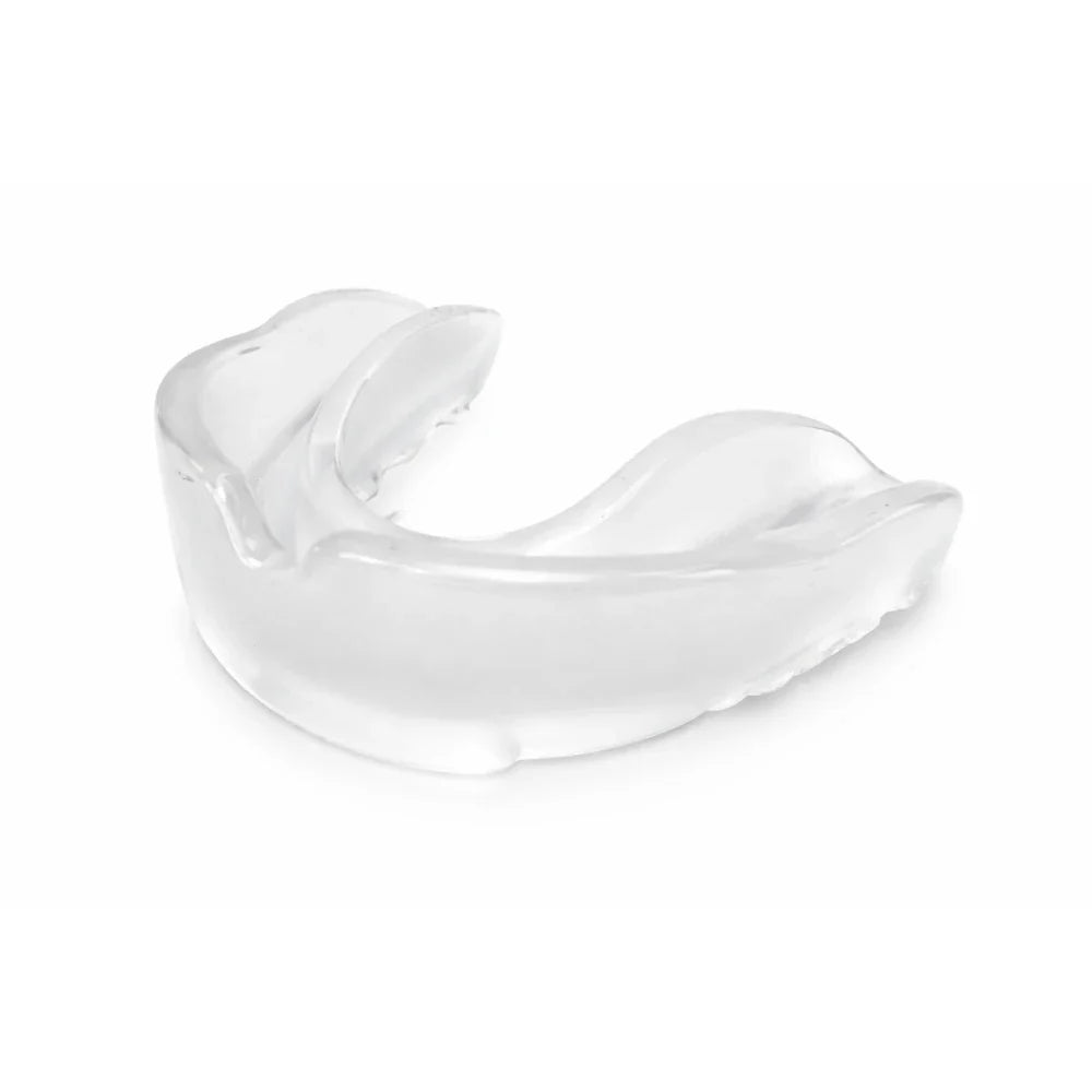 Clear mouthguard on a white background