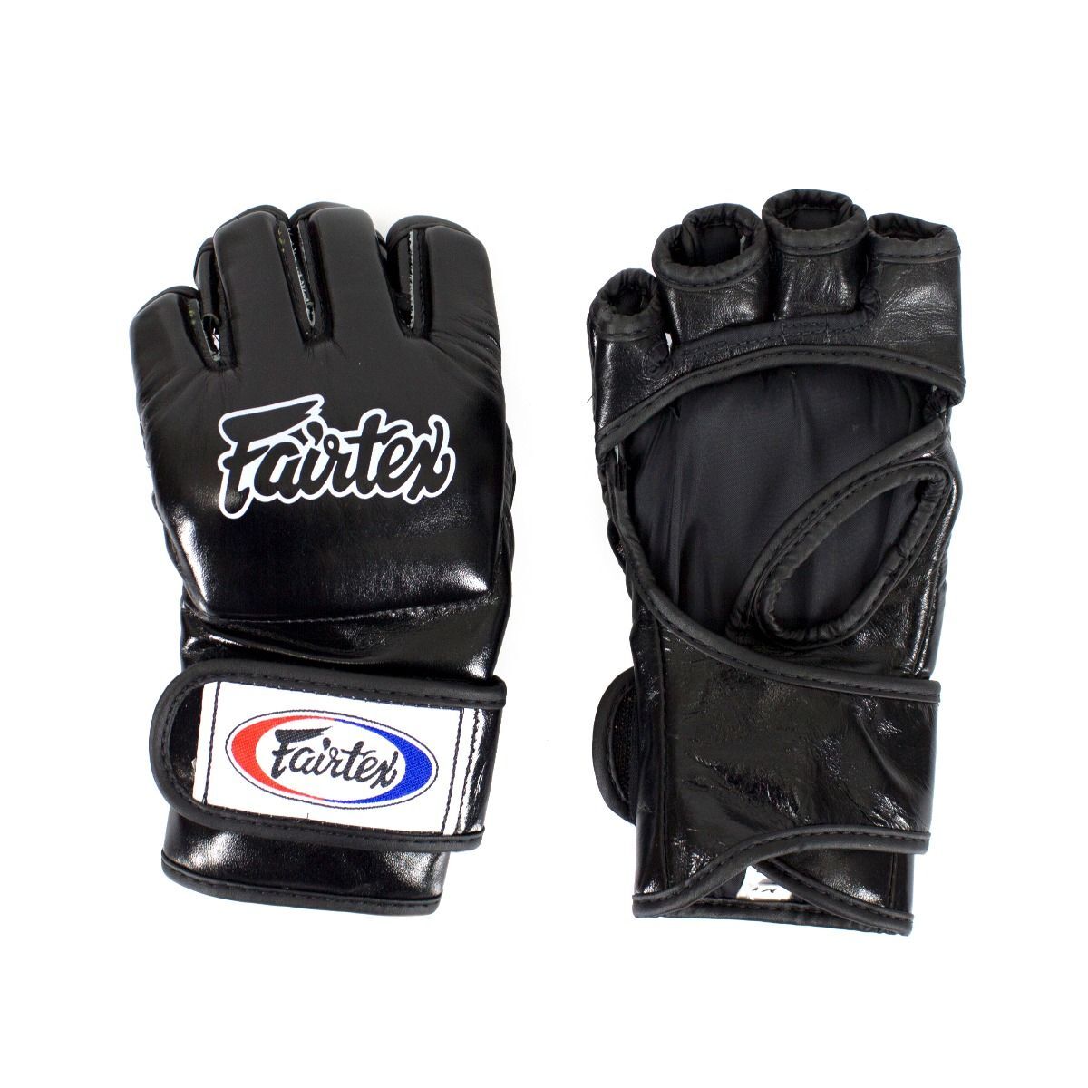 Black Fairtex MMA gloves on a white background