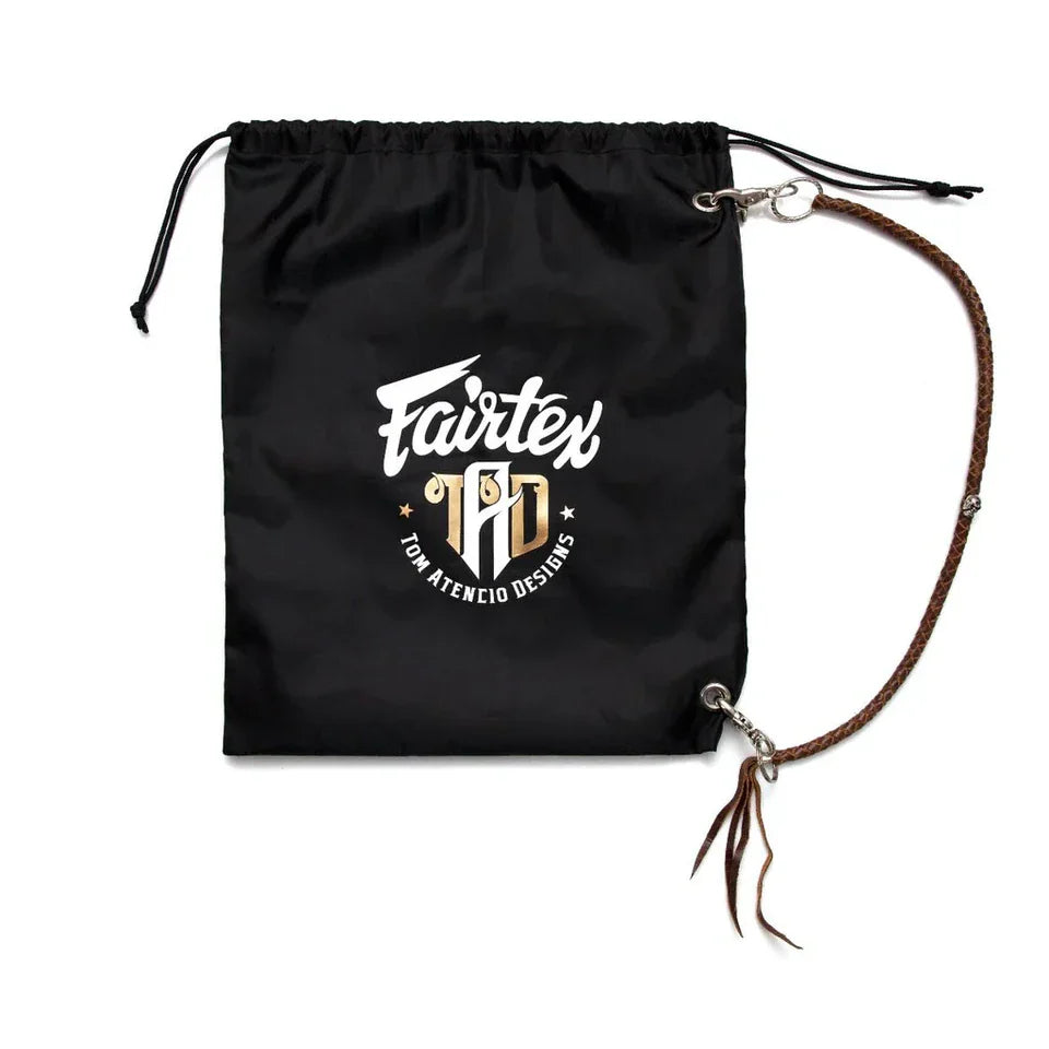 Black drawstring bag with 'Fairtex' logo on a white background