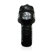 Black tapered boxing bag with 'fairtex' branding on a white background
