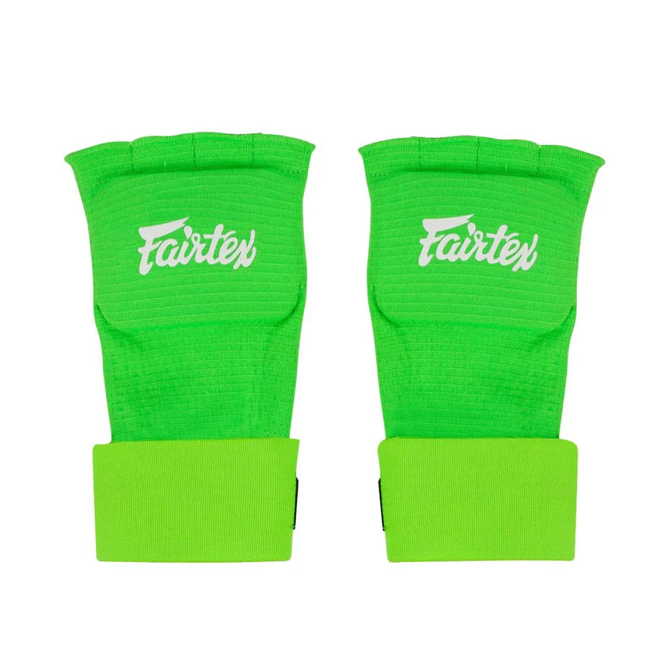 Pair of green Fairtex quick wraps on a white background