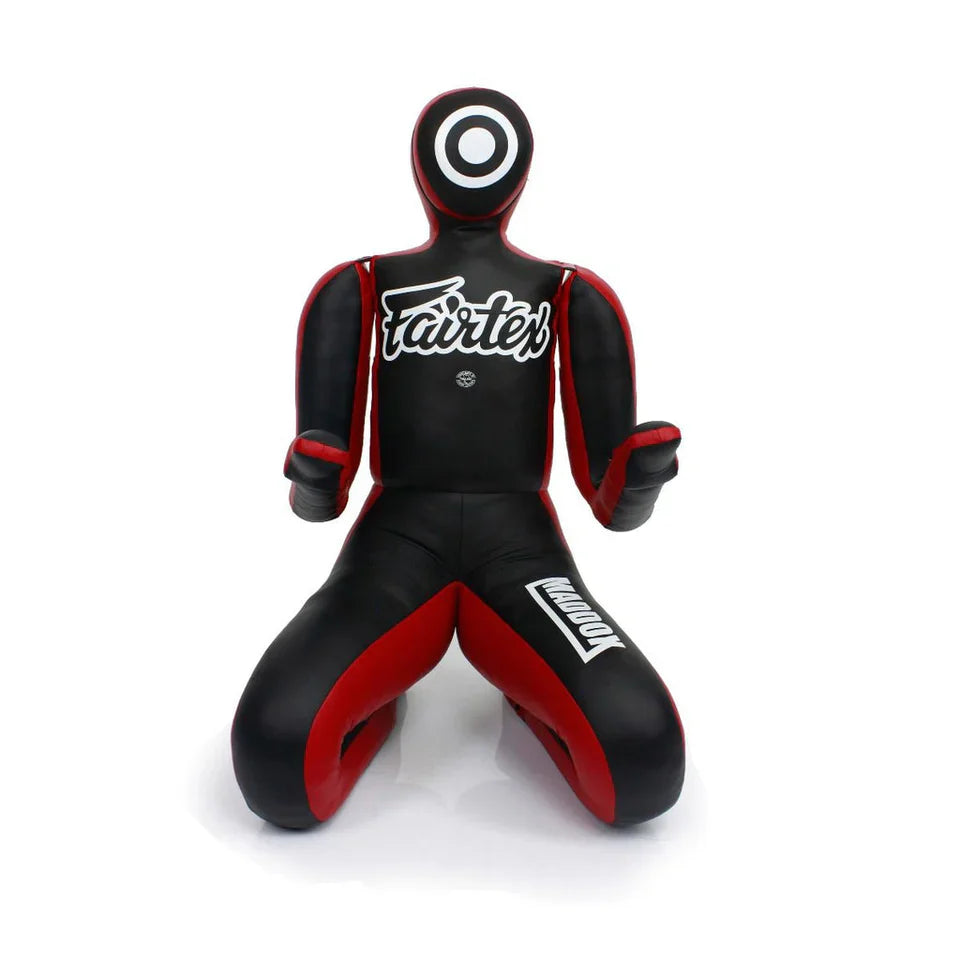 Black and red wrestling Dummy with 'Fairtex' branding on a white background