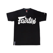 Black t-shirt with 'Fairtex' logo on a white background