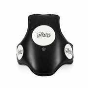 Black body protector with 'Fairtex' branding on a white background