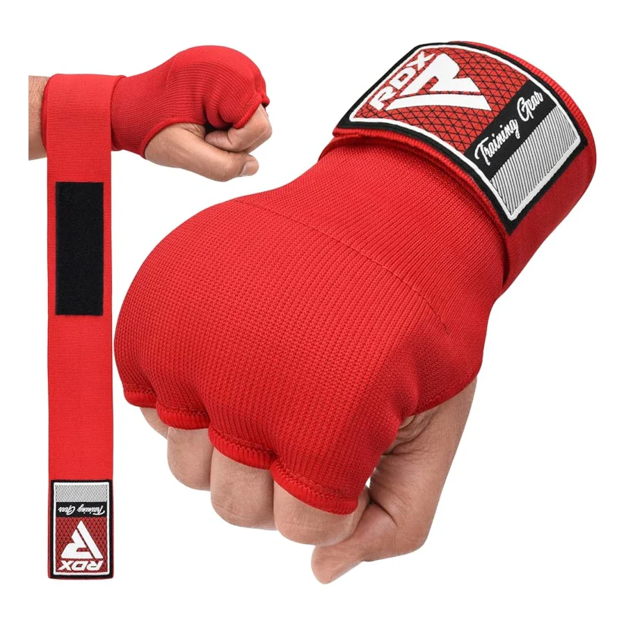 Red boxing quick wraps with RDX logo on a white background
