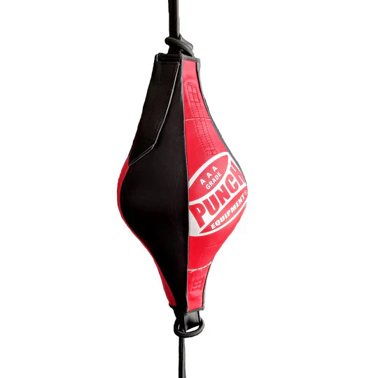 Red and black punching bag with 'Punch' branding on a white background